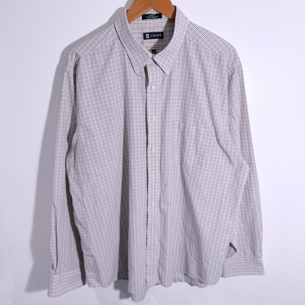 Chaps Classic Fit Orange And Blue Long Sleeve Button Down Size XXL